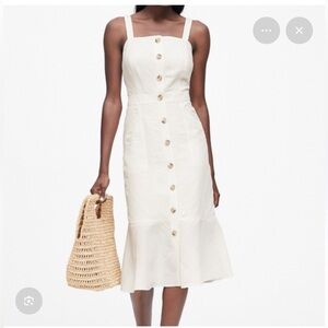 Banana Republic Cream sleeveless Button-Down Dress
